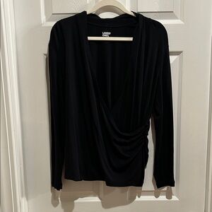 Lands' End Women's Elegant Black Drape Blouse